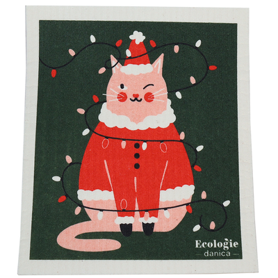 Festive Feline Swedish Cellulose Dishcloth