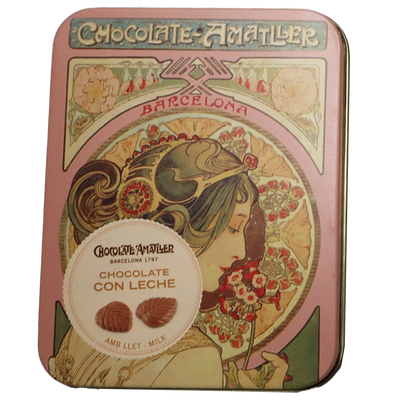 Simon Coll Milk Chocolate Leaves in Tin, 2.1 oz.