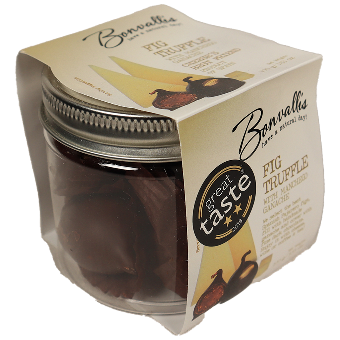 Bonvallis Dark Chocolate-Covered Manchego Truffle Figs, 3.52 oz.