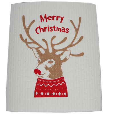 Christmas Reindeer Euroscrubby Swedish Cellulose Dishcloth