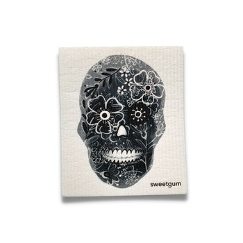 Halloween Skull in Black Swedish Cellulose Dishcloth