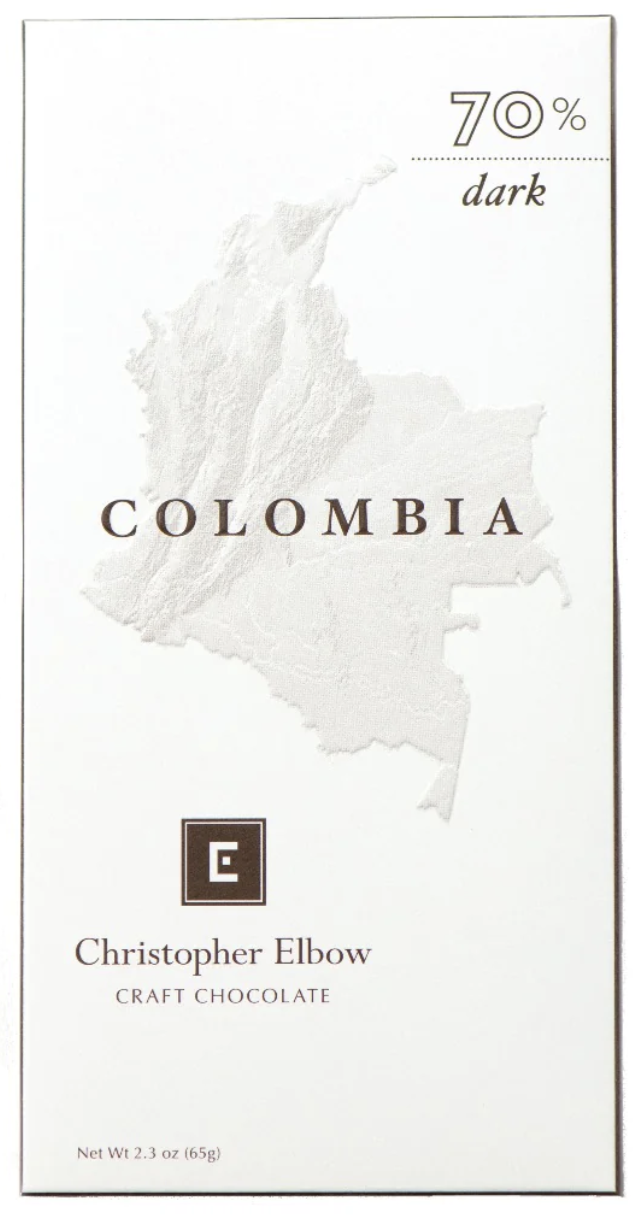 Christopher Elbow Colombia 70% Dark Craft Chocolate Bar, 2.65 oz