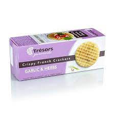 Tresors Crispy French Crackers with Garlic & Herbs, 3.3 oz.