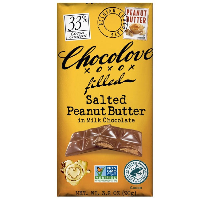 Chocolove Milk Chocolate Bar with Salted  Peanut Butter, 3.2 oz.