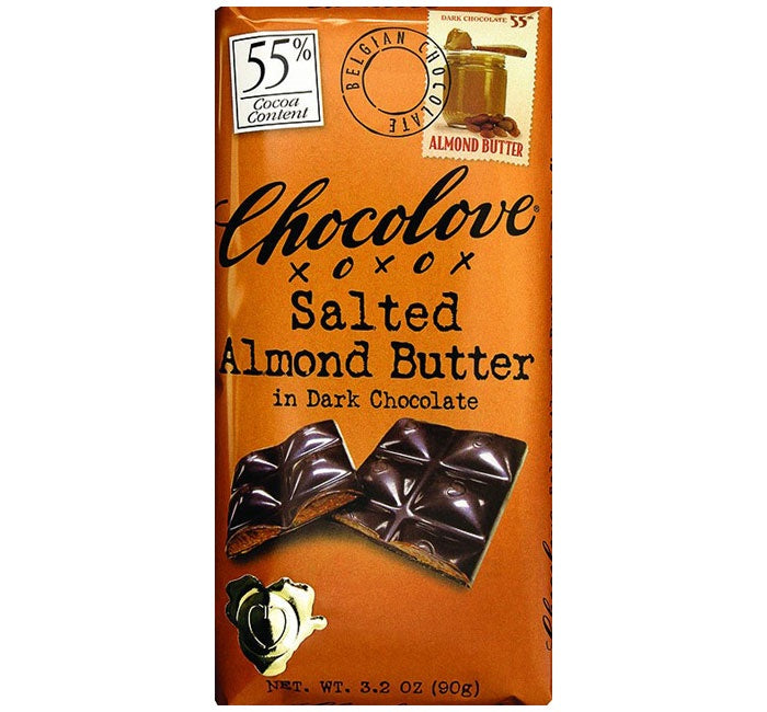 Chocolove Salted Almond Butter Dark Chocolate Bar, 3.2 oz.