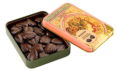 Simon Coll 70% Dark Chocolate Leaves in Tin, 2.1 oz.